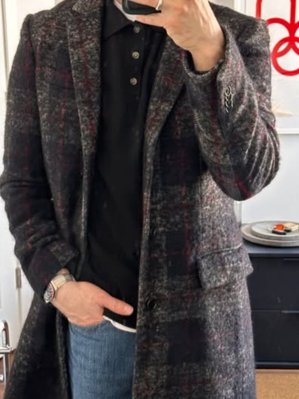 Club Monaco Plaid Wool Topcoat - Small - Picture 3 of 7